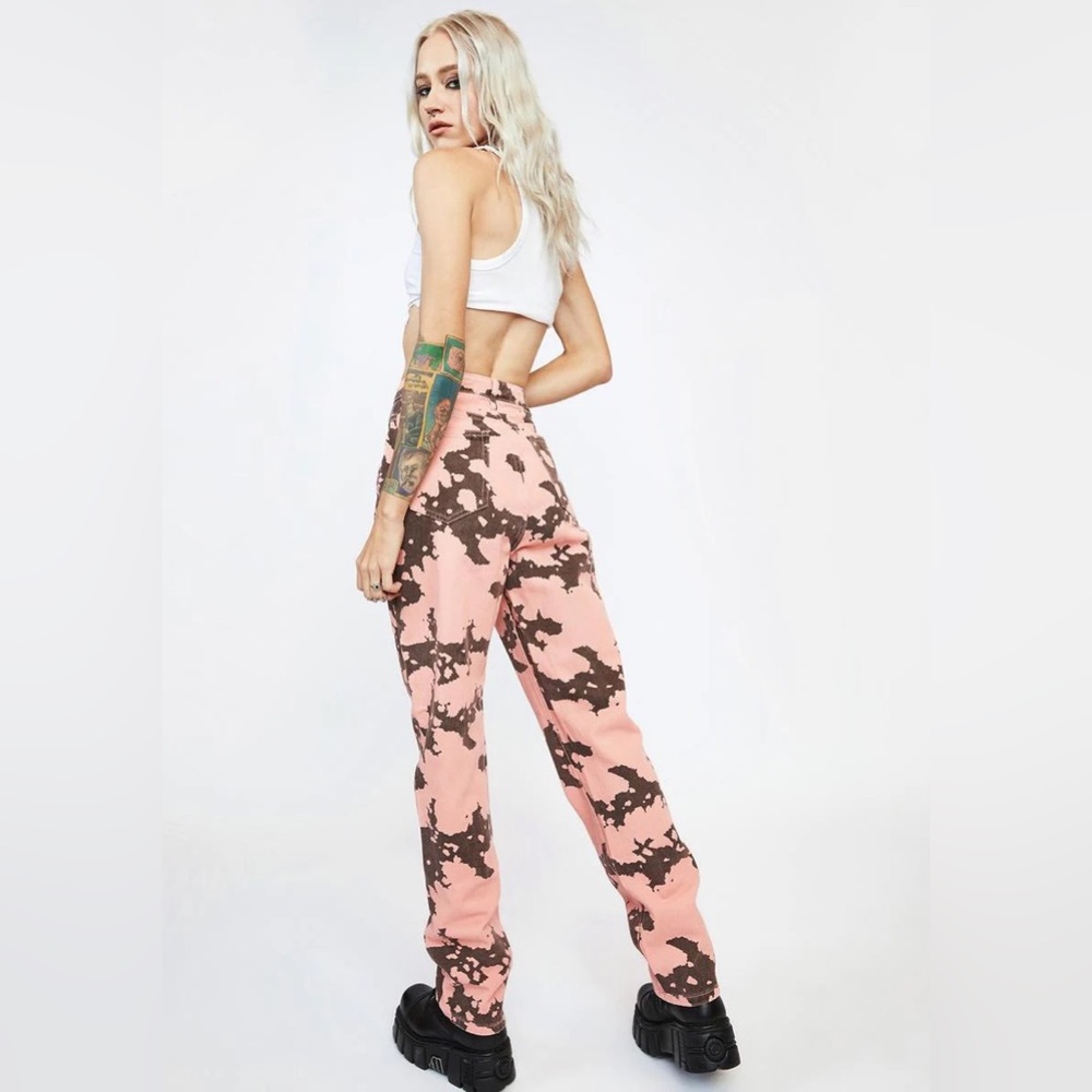 Cow Print Relaxed Straight Leg Jeans